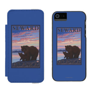 Coque-portefeuille iPhone 5 Incipio Watson™ Ours et CUB - Seward, Alaska