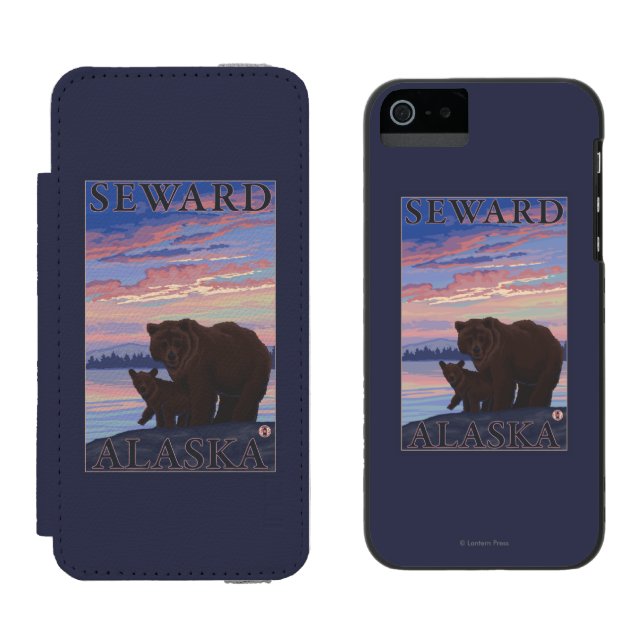 Coque Portefeuille Incipio Pour iPhone Ours et CUB - Seward, Alaska (Côté par côté)