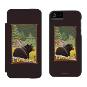 Coque-portefeuille iPhone 5 Incipio Watson™ Ours noir dans la forêt - Idaho