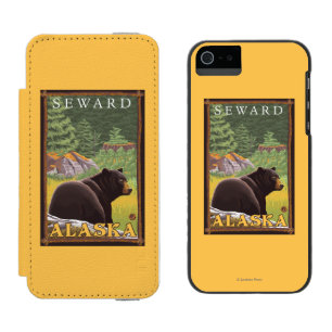 Coque-portefeuille iPhone 5 Incipio Watson™ Ours noir dans la forêt - Seward, Alaska
