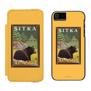 Coque-portefeuille iPhone 5 Incipio Watson™ Ours noir dans la forêt - Sitka, Alaska