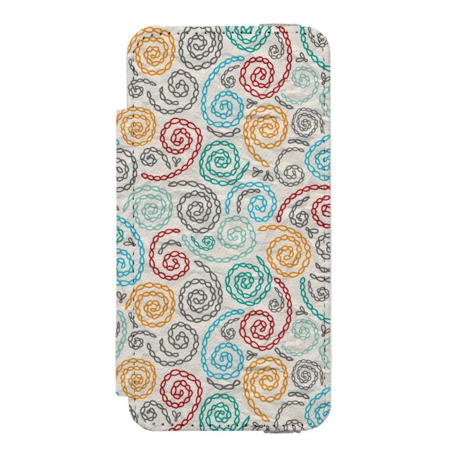 Coque Portefeuille Incipio Pour iPhone Papier fripé par fantaisie de broderie (Folio Devant)
