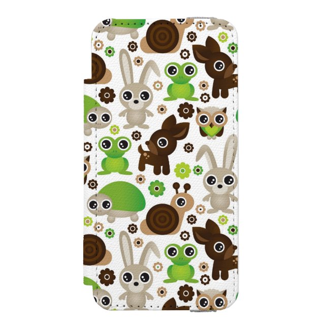 Coque Portefeuille Incipio Pour iPhone papier peint d'animal de lapin de tortue de cerfs (Folio Devant)
