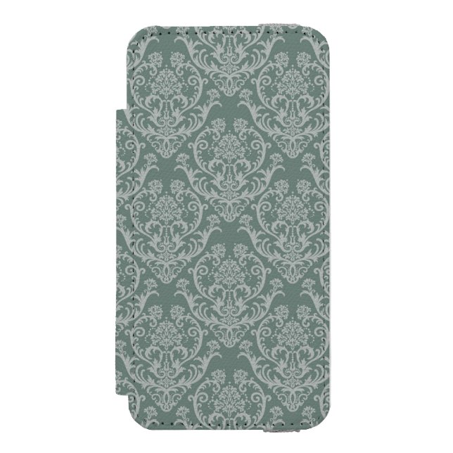 Coque Portefeuille Incipio Pour iPhone Papier peint floral vert (Folio Devant)