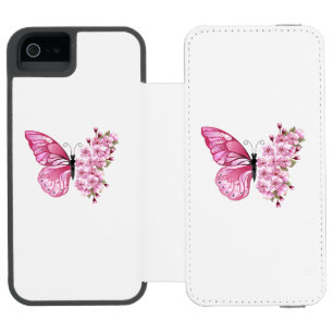 Coque-portefeuille iPhone 5 Incipio Watson™ Papillon de fleurs avec Sakura rose