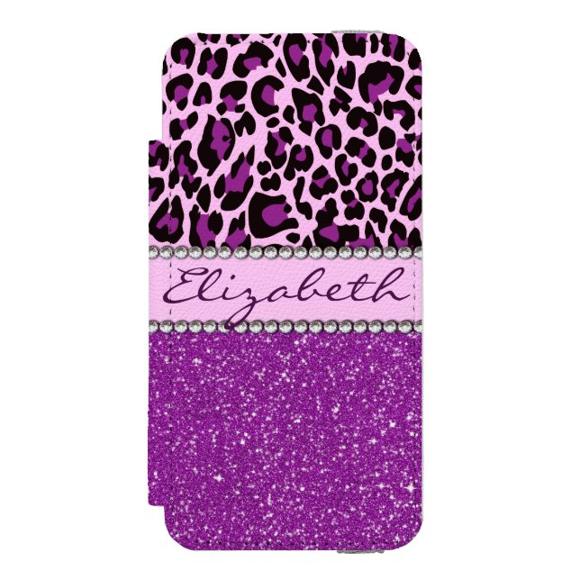 Coque Portefeuille Incipio Pour iPhone Parties scintillantes pourpres personnalisées (Folio Devant)