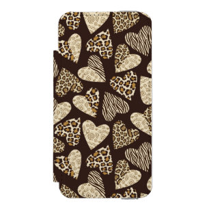 Coque-portefeuille iPhone 5 Incipio Watson™ Peau d'animal avec des coeurs