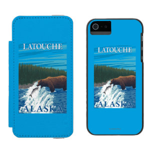 Coque-portefeuille iPhone 5 Incipio Watson™ Pêche d'ours en rivière - Latouche, Alaska