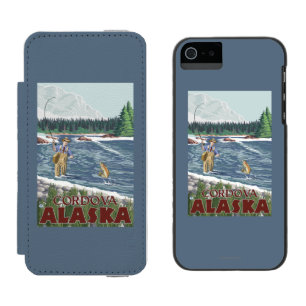 Coque-portefeuille iPhone 5 Incipio Watson™ Pêcheur de mouche - Cordova, Alaska