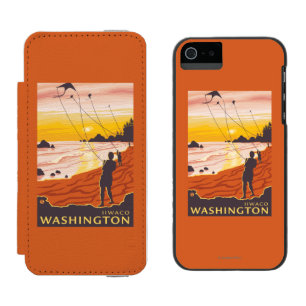 Coque-portefeuille iPhone 5 Incipio Watson™ Plage et cerfs-volants - Ilwaco, Washington