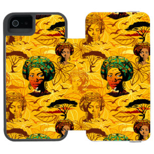 Coque-portefeuille iPhone 5 Incipio Watson™ Portrait féminin africain avec coucher de soleil