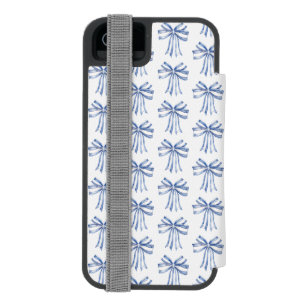 Coque-portefeuille iPhone 5 Incipio Watson™ Préppy Grandmillennial Watercolor Blue Bows