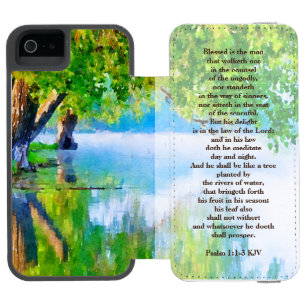 Coque-portefeuille iPhone 5 Incipio Watson™ Psaume1:1-3 Béni est l'homme chrétien