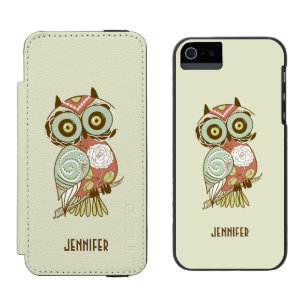 Coque-portefeuille iPhone 5 Incipio Watson™ Rétro hibou floral de tons en pastel colorés