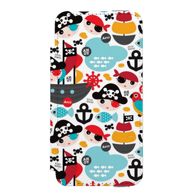 Coque Portefeuille Incipio Pour iPhone Rétro navigation d'illustration de pirates (Folio Devant)