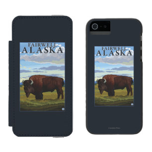 Coque-portefeuille iPhone 5 Incipio Watson™ Scène de bison - Fairwell, Alaska