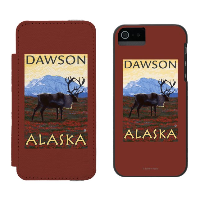 Coque Portefeuille Incipio Pour iPhone Scène de caribou - Dawson, Alaska (Côté par côté)