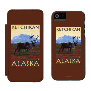 Coque-portefeuille iPhone 5 Incipio Watson™ Scène de caribou - Ketchikan, Alaska