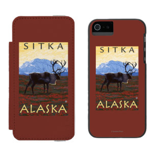 Coque-portefeuille iPhone 5 Incipio Watson™ Scène de caribou - Sitka, Alaska