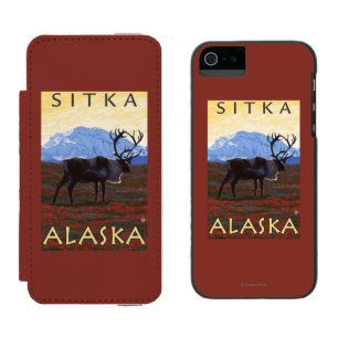 Coque-portefeuille iPhone 5 Incipio Watson™ Scène de caribou - Sitka, Alaska