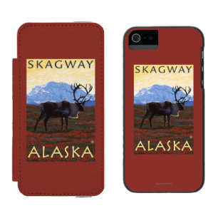 Coque-portefeuille iPhone 5 Incipio Watson™ Scène de caribou - Skagway, Alaska