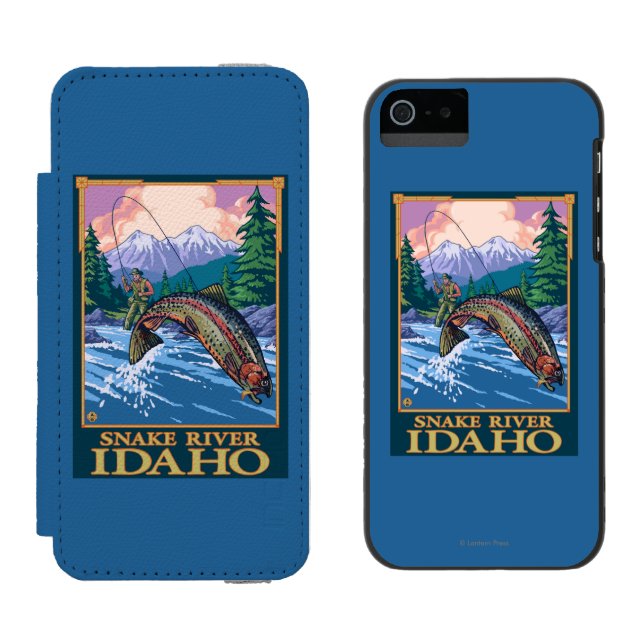 Coque Portefeuille Incipio Pour iPhone Scène de pêche de mouche - la rivière Snake, Idaho (Côté par côté)