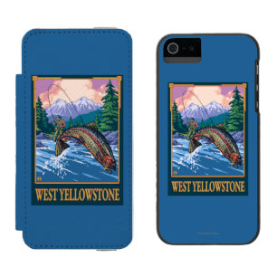 Coque-portefeuille iPhone 5 Incipio Watson™ Scène de pêche de mouche - Yellowstone occidental