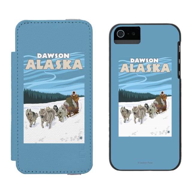 Coque Portefeuille Incipio Pour iPhone Scène Sledding de chien - Dawson, Alaska (Côté par côté)