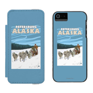 Coque-portefeuille iPhone 5 Incipio Watson™ Scène Sledding de chien - Pétersbourg, Alaska