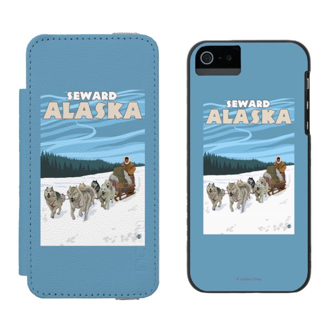 Coque Portefeuille Incipio Pour iPhone Scène Sledding de chien - Seward, Alaska (Côté par côté)