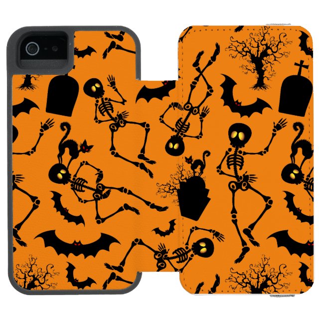Coque Portefeuille Incipio Pour iPhone Skeletons d'Halloween Macabre Dance (Folio Ouvert)