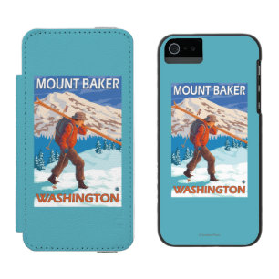 Coque-portefeuille iPhone 5 Incipio Watson™ Skis de transport de neige de skieur - Baker de