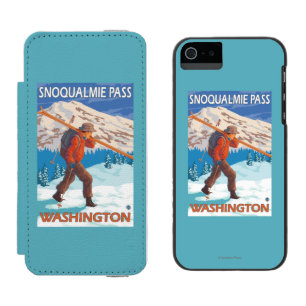 Coque-portefeuille iPhone 5 Incipio Watson™ Skis de transport de neige de skieur - passage de