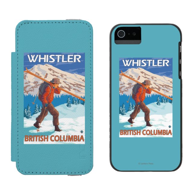 Coque Portefeuille Incipio Pour iPhone Skis de transport de neige de skieur - Whistler, (Côté par côté)