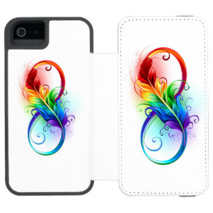 Coque-portefeuille iPhone 5 Incipio Watson™ Symbole d'infini avec plume arc-en-ciel