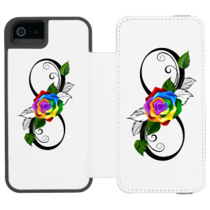 Coque-portefeuille iPhone 5 Incipio Watson™ Symbole d'infini avec Rose arc-en-ciel