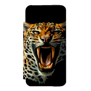 Coque-portefeuille iPhone 5 Incipio Watson™ Tête d'attaque du léopard