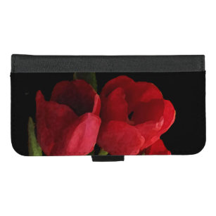 Coque Portefeuille Pour iPhone 8/7 Plus iPhone rouge floral de tulipes 8/7 caisse plus de