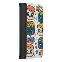 Kawaii Sushi 90s Glitter Pen Wallet Phone Case