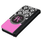 Monogramme de Damas noir rose chaud