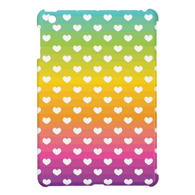 Coque Pour iPad Mini Cas d'iPad de coeurs d'arc-en-ciel mini (Dos)