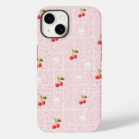 Cerises et perles brillantes - coque iphone