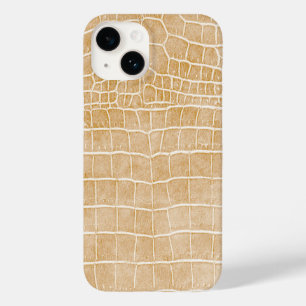 Coque Pour iPhone 14 Champagne Faux Crocodile Cuir iPhone 14 Coque