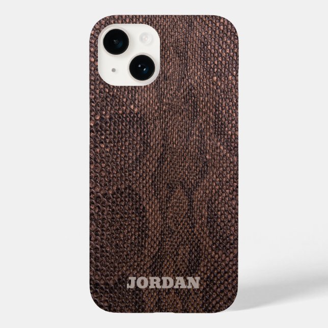 Coque Pour iPhone 14 Coque Brown Snakeskin-Mate coque iphone (Verso)