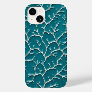Coque Pour iPhone 14 Coque iPhone bleu sarcelle avec texture de veine