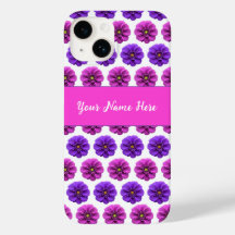 Coque iphone - Fleurs roses et violettes
