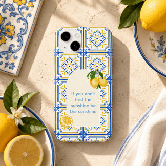 Coque Pour iPhone 14 Coque iPhone motif méditerranéen bleu et jaune