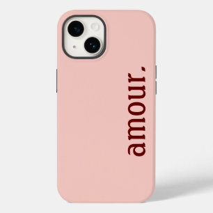 Coque Pour iPhone 14 coque iPhone rose "Amour."