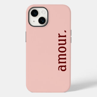 Coque Pour iPhone 14 coque iPhone rose "Amour."
