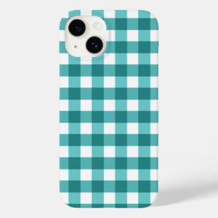 Coque Pour iPhone 14 coque iphone turquoise en vichy Coque-Mate